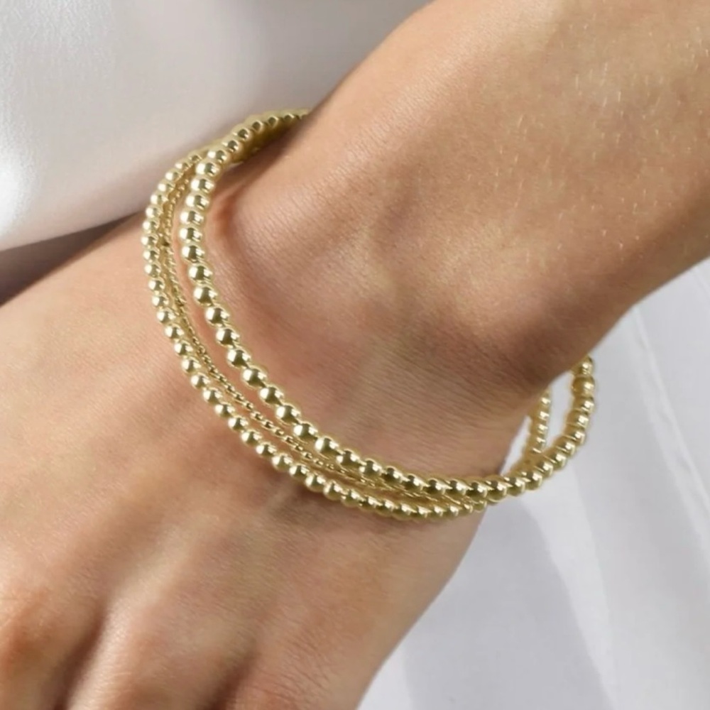 Enewton Gold Beaded Bangle Bundle 2mm, 3mm & 4mm - Picture 10 of 10